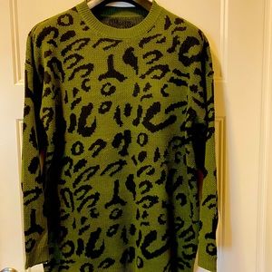 Olive green leopard sweater